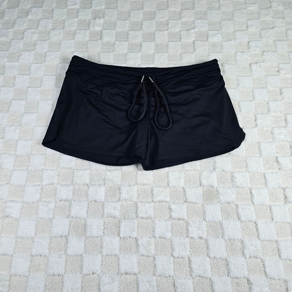 Athleta Women Black Swim Board Shorts Drawstring Back Pockets Size L 413982